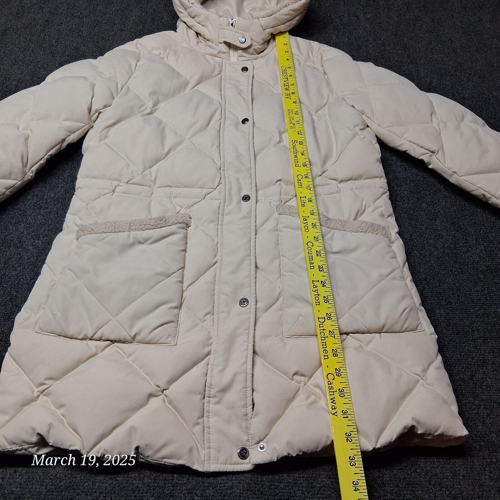 Lauren Ralph Lauren Down Filled Parka Jacket Women Sz Medium Creme Hooded - Picture 2 of 11